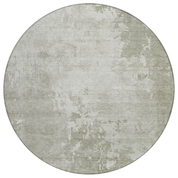 HomeRoots 5' Stylish Abstract Linen-Look Washable Area Rug for Indoor & Outdoor Spaces - Durable & Easy Care 8' Round 608240