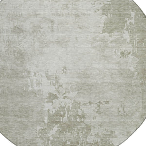 HomeRoots 5' Stylish Abstract Linen-Look Washable Area Rug for Indoor & Outdoor Spaces - Durable & Easy Care 8' Round 608240