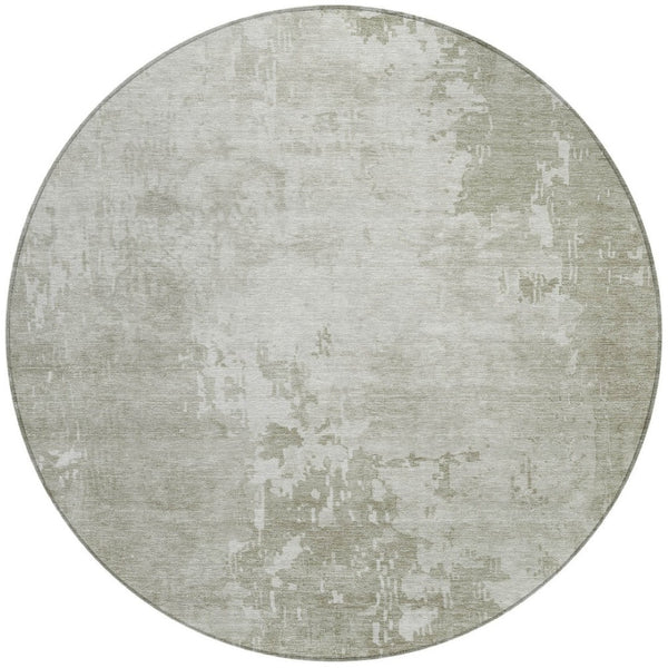 HomeRoots 5' Stylish Abstract Linen-Look Washable Area Rug for Indoor & Outdoor Spaces - Durable & Easy Care 8' Round 608240