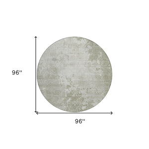 HomeRoots 5' Stylish Abstract Linen-Look Washable Area Rug for Indoor & Outdoor Spaces - Durable & Easy Care 8' Round 608240