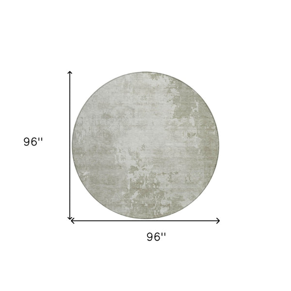 HomeRoots 5' Stylish Abstract Linen-Look Washable Area Rug for Indoor & Outdoor Spaces - Durable & Easy Care 8' Round 608240