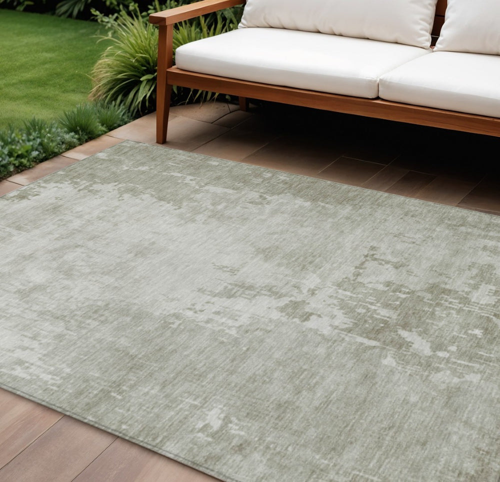 HomeRoots 5' Stylish Abstract Linen-Look Washable Area Rug for Indoor & Outdoor Spaces - Durable & Easy Care 8' X 10' 608241