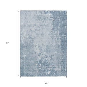 HomeRoots 5' Sky Blue Abstract Indoor Outdoor Area Rug - Durable, Washable, Modern Style for Any Space 5' X 8' 608251