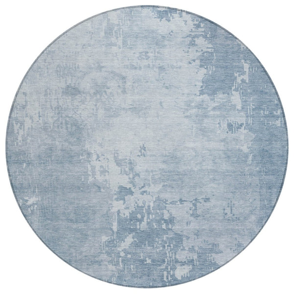 HomeRoots 5' Sky Blue Abstract Indoor Outdoor Area Rug - Durable, Washable, Modern Style for Any Space 8' Round 608252