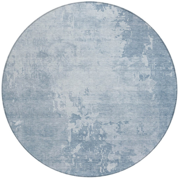 HomeRoots 5' Sky Blue Abstract Indoor Outdoor Area Rug - Durable, Washable, Modern Style for Any Space 8' Round 608252