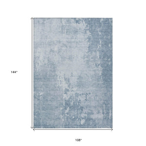 HomeRoots 9' x 12' Sky Blue Abstract Area Rug - Durable, Washable, Versatile for Indoor & Outdoor Spaces 608254