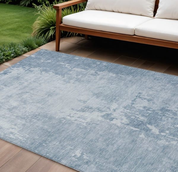 HomeRoots 9' x 12' Sky Blue Abstract Area Rug - Durable, Washable, Versatile for Indoor & Outdoor Spaces 608254