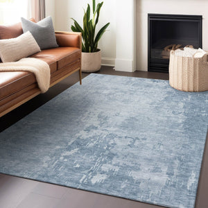 HomeRoots 9' x 12' Sky Blue Abstract Area Rug - Durable, Washable, Versatile for Indoor & Outdoor Spaces 608254
