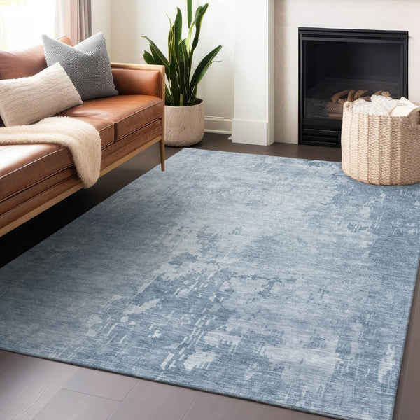 HomeRoots 5' Sky Blue Abstract Indoor Outdoor Area Rug - Durable, Washable, Modern Style for Any Space 10' X 14' 608255