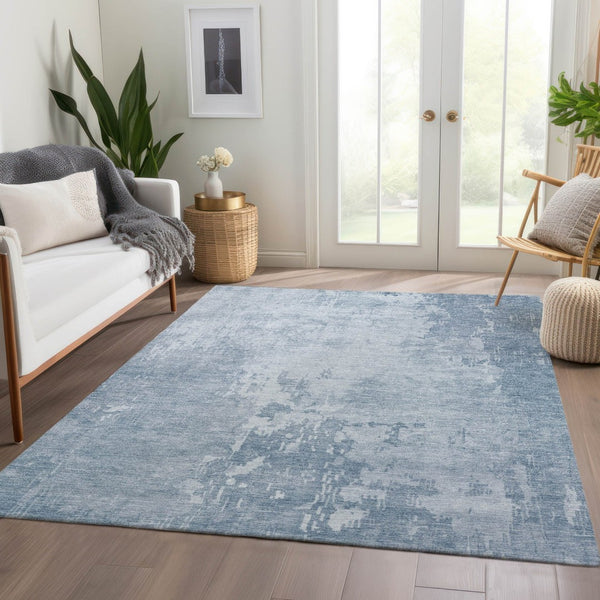 HomeRoots 5' Sky Blue Abstract Indoor Outdoor Area Rug - Durable, Washable, Modern Style for Any Space 10' X 14' 608255