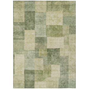 HomeRoots 5' Artichoke Green Geometric Rug - Stylish, Washable, and Durable for Indoor and Outdoor Spaces 5' X 8' 608257