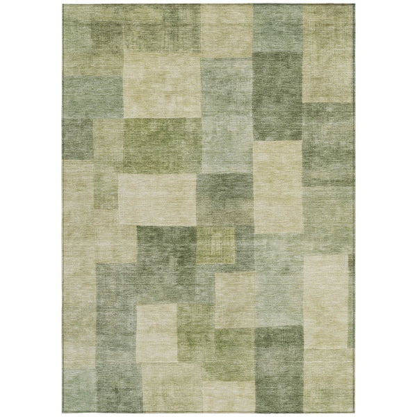 HomeRoots 5' Artichoke Green Geometric Rug - Stylish, Washable, and Durable for Indoor and Outdoor Spaces 8' X 10' 608259