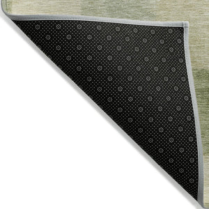 HomeRoots 5' Artichoke Green Geometric Rug - Stylish, Washable, and Durable for Indoor and Outdoor Spaces 9' X 12' 608260