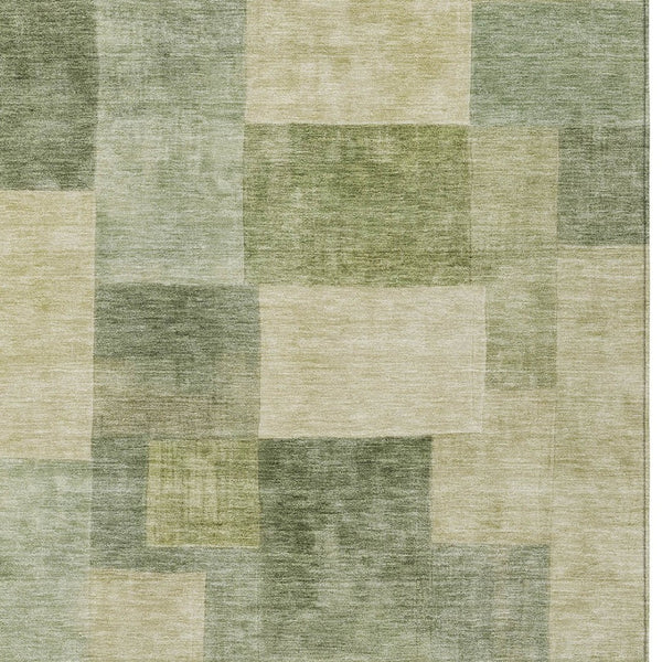 HomeRoots 5' Artichoke Green Geometric Rug - Stylish, Washable, and Durable for Indoor and Outdoor Spaces 9' X 12' 608260