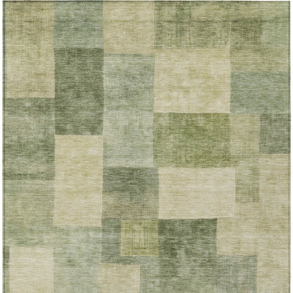 HomeRoots 5' Artichoke Green Geometric Rug - Stylish, Washable, and Durable for Indoor and Outdoor Spaces 10' X 14' 608261