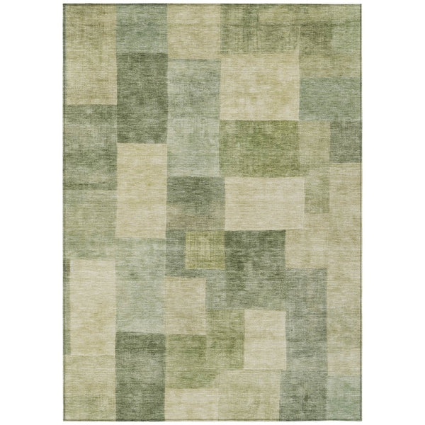 HomeRoots 5' Artichoke Green Geometric Rug - Stylish, Washable, and Durable for Indoor and Outdoor Spaces 10' X 14' 608261