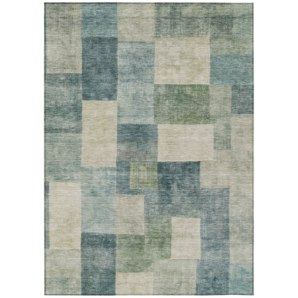 HomeRoots 5' Stylish Blue Geometric Area Rug – Durable, Washable, Indoor/Outdoor Design for Modern Spaces 5' X 8' 608263