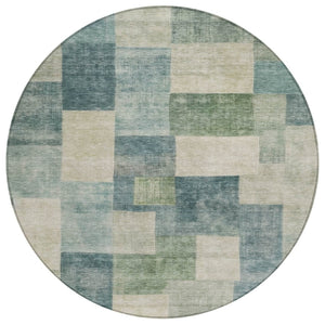 HomeRoots 5' Stylish Blue Geometric Area Rug – Durable, Washable, Indoor/Outdoor Design for Modern Spaces 8' Round 608264