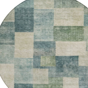 HomeRoots 5' Stylish Blue Geometric Area Rug – Durable, Washable, Indoor/Outdoor Design for Modern Spaces 8' Round 608264