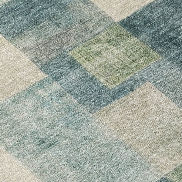 HomeRoots 5' Stylish Blue Geometric Area Rug – Durable, Washable, Indoor/Outdoor Design for Modern Spaces 8' Round 608264