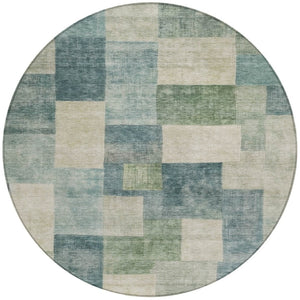 HomeRoots 5' Stylish Blue Geometric Area Rug – Durable, Washable, Indoor/Outdoor Design for Modern Spaces 8' Round 608264