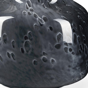HomeRoots 9" Black Mottled Round Glass Table Vase - Handcrafted Elegance for Modern Home Decor & Floral Arrangements 608283