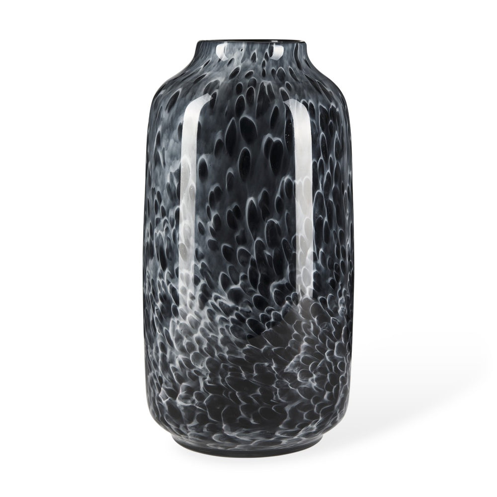 HomeRoots 15" Elegant Black Mottled Cylinder Glass Vase – Artisan Crafted, Ideal for Modern Home Decor & Gifts 608285