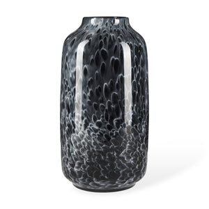 HomeRoots 15" Elegant Black Mottled Cylinder Glass Vase – Artisan Crafted, Ideal for Modern Home Decor & Gifts 608285