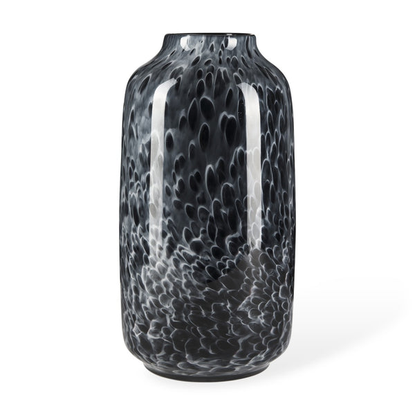 HomeRoots 15" Elegant Black Mottled Cylinder Glass Vase – Artisan Crafted, Ideal for Modern Home Decor & Gifts 608285
