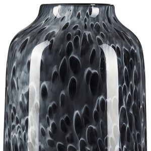 HomeRoots 15" Elegant Black Mottled Cylinder Glass Vase – Artisan Crafted, Ideal for Modern Home Decor & Gifts 608285
