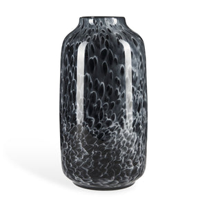 HomeRoots 15" Elegant Black Mottled Cylinder Glass Vase – Artisan Crafted, Ideal for Modern Home Decor & Gifts 608285