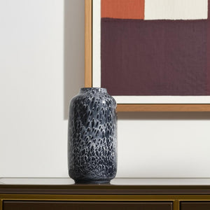 HomeRoots 15" Elegant Black Mottled Cylinder Glass Vase – Artisan Crafted, Ideal for Modern Home Decor & Gifts 608285