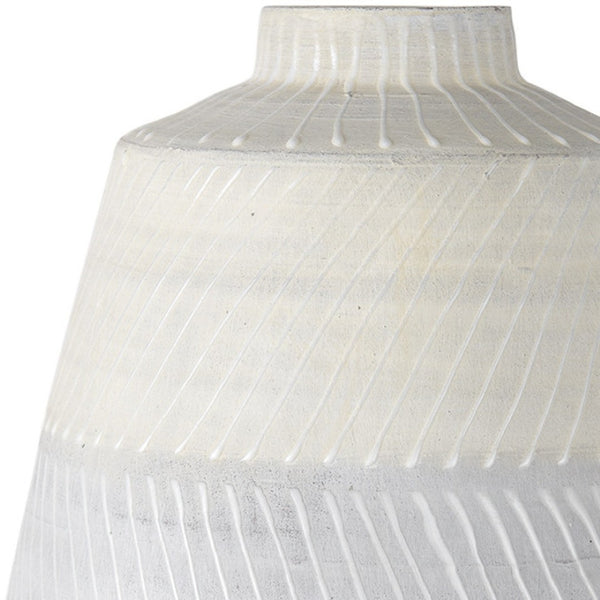 HomeRoots 17" Cream and Gray Geometric Ceramic Table Vase - Modern Decor for Floral Arrangements & Gifts 608291