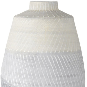 HomeRoots 17" Cream and Gray Geometric Ceramic Table Vase - Modern Decor for Floral Arrangements & Gifts 608291