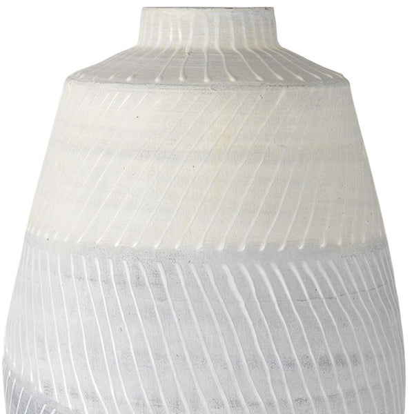 HomeRoots 17" Cream and Gray Geometric Ceramic Table Vase - Modern Decor for Floral Arrangements & Gifts 608291