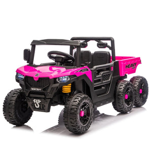 English Elm 24v 400w Six Wheel Kids Electric Dump Truck 4wd Remote Control Ride on Toy Pink W1578P353181