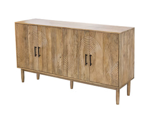 Basset Mirror Novak Server - Modern Mango Wood Design With Reeded Doors, Adjustable Shelves & Sleek Tapered Legs Natural Wood 6083-dr-576