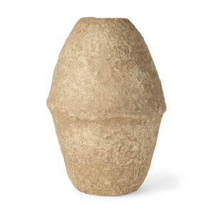 HomeRoots 18" Handcrafted Beige Paper Mache Cylinder Table Vase - Rustic Charm for Modern Decor & Florals 608301
