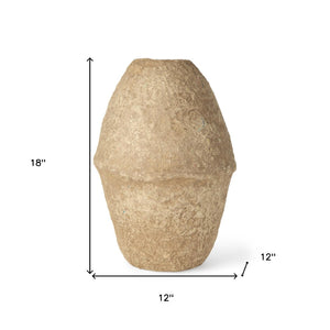 HomeRoots 18" Handcrafted Beige Paper Mache Cylinder Table Vase - Rustic Charm for Modern Decor & Florals 608301