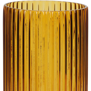 HomeRoots 11" Ribbed Amber Glass Cylinder Table Vase – Modern Accent for Home Decor & Thoughtful Gift Idea 608314