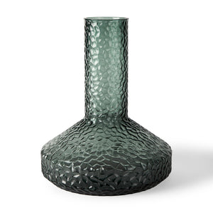 HomeRoots 12" Green Faceted Glass Table Vase - Modern Decorative Accent for Floral Arrangements & Home Décor 608316