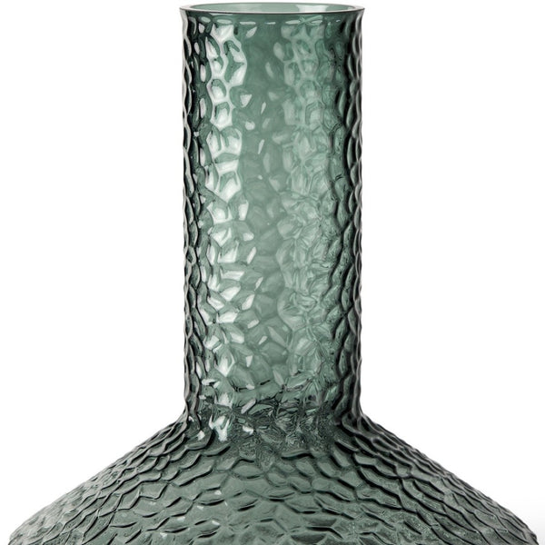HomeRoots 12" Green Faceted Glass Table Vase - Modern Decorative Accent for Floral Arrangements & Home Décor 608316