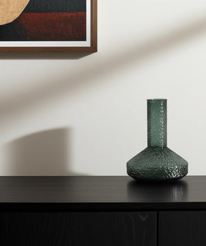 HomeRoots 12" Green Faceted Glass Table Vase - Modern Decorative Accent for Floral Arrangements & Home Décor 608316