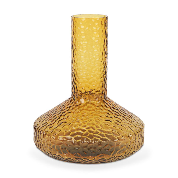 HomeRoots 12" Amber Glass Faceted Table Vase – Elegant Centerpiece for Dried Flowers, Perfect Gift for Any Occasion 608318