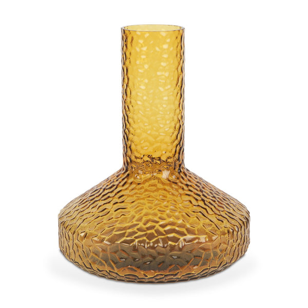 HomeRoots 12" Amber Glass Faceted Table Vase – Elegant Centerpiece for Dried Flowers, Perfect Gift for Any Occasion 608318
