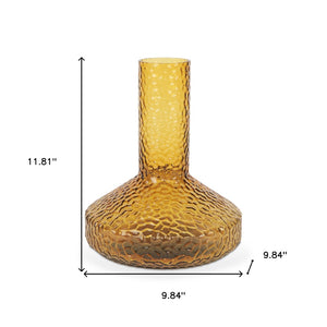 HomeRoots 12" Amber Glass Faceted Table Vase – Elegant Centerpiece for Dried Flowers, Perfect Gift for Any Occasion 608318