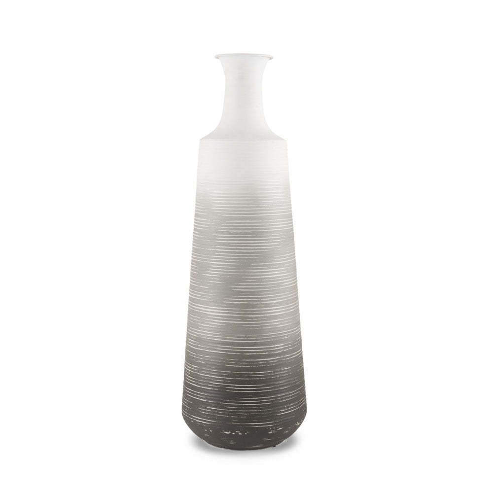 HomeRoots 24" Gray and White Ombre Metal Table Vase - Elegant Centerpiece for Home Décor, Gift-Ready Design 608334