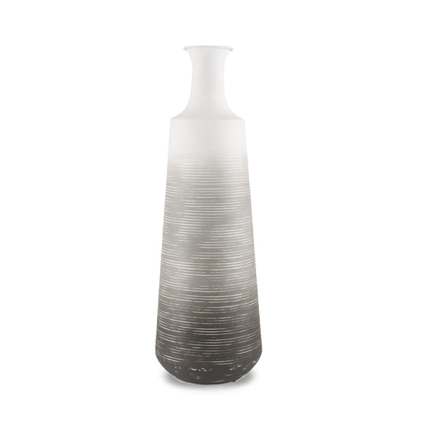 HomeRoots 24" Gray and White Ombre Metal Table Vase - Elegant Centerpiece for Home Décor, Gift-Ready Design 608334