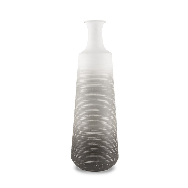 HomeRoots 24" Gray and White Ombre Metal Table Vase - Elegant Centerpiece for Home Décor, Gift-Ready Design 608334