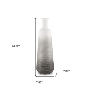 HomeRoots 24" Gray and White Ombre Metal Table Vase - Elegant Centerpiece for Home Décor, Gift-Ready Design 608334